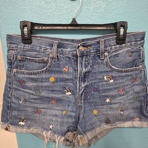 American Eagle Outfitters Blue Ripped Jean Shorts